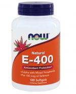 NOW FOODS E-400 Witamina E + Selen - 100 kaps. - włosy, paznokcie, odporność - cena, dawkowanie, opinie