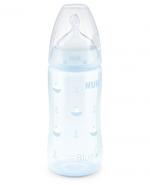 NUK First Choice+ Butelka do karmienia w niebieskie statki (0-6m) smoczek silikonowy rozmiar M 741798 - 300 ml 