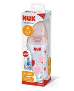 NUK First Choice+ Butelka ze wskaźnikiem temperatury w kwiaty (0-6m) smoczek silikonowy rozmiar M 741926 - 300 ml