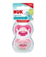 Nuk Signature Smoczek uspokajający silikonowy 18-36 m dla dziewczynki - 2 szt.
