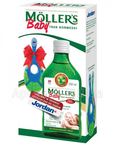  MOLLERS BABY Tran Norweski naturalny + szczoteczka Jordan - 250 ml + 1 szt. - Apteka internetowa Melissa  