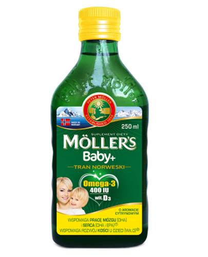  MOLLERS BABY+ Tran norweski o aromacie cytrynowym - 250 ml - cena, opinie, właściwości - Apteka internetowa Melissa  