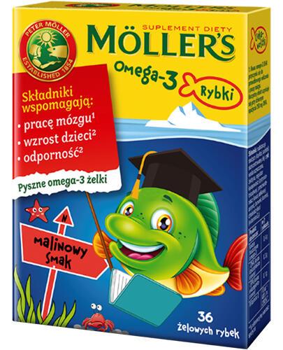 MOLLERS Omega-3 Rybki, Żelki o smaku malinowym -...