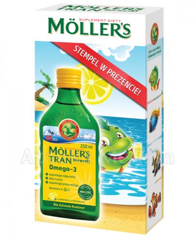  MOLLERS Tran norweski o aromacie cytrynowym - 250 ml + Stempelek w prezencie - Apteka internetowa Melissa  