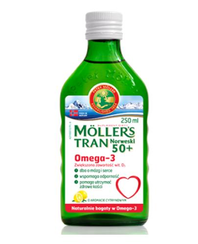  MOLLERS Tran norweski o aromacie cytrynowym 50+ - 250 ml - Apteka internetowa Melissa  
