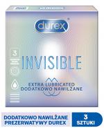  DUREX INVISIBLE Prezerwatywy dodatkowo nawilżane - 3 szt.