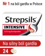  Strepsils Intensive na ostry ból gardła, przeciwzapalny, 24 tabletki do ssania