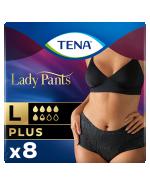  Tena Lady Pants Noir Plus Bielizna chłonna dla kobiet, kolor czarny L - 8 szt. - cena, opinie, właściwości 