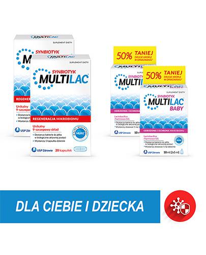 MULTILAC Synbiotyk, 2 x 20 kapsułek + Multilac Baby Synbiotyk, 4 x 5 ml