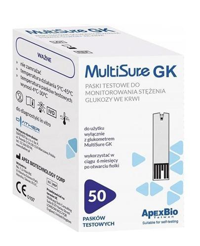  MultiSure GK Paski testowe do monitorowania stężenia glukozy we krwi, 50 sztuk - Apteka internetowa Melissa  