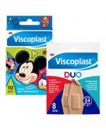 Viscoplast Duo Zestaw Plastrów, 8 szt. +  VISCOPLAST MIKI I PRZYJACIELE Plastry z opatrunkiem - 10 szt.