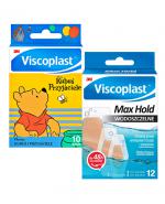 VISCOPLAST MAX HOLD Zestaw wodoszczelnych plastrów, 12 szt. + VISCOPLAST Plastry dla dzieci 'Kubuś Puchatek', 10 szt.
