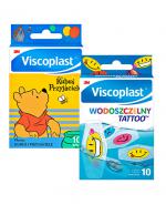 VISCOPLAST WODOSZCZELNY TATTOO Zestaw wodoszczelnych plastrów, 10 szt. + VISCOPLAST Plastry dla dzieci 'Kubuś Puchatek', 10 szt.