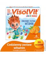  VisolVit Junior Orange, witaminy dla dzieci po 3 r.ż., musujący proszek o smaku pomarańczowym, 30 sasz., cena, opinie, stosowanie