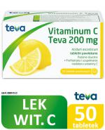  VITAMINUM C TEVA 200 mg, na odporność, 50 tabletek