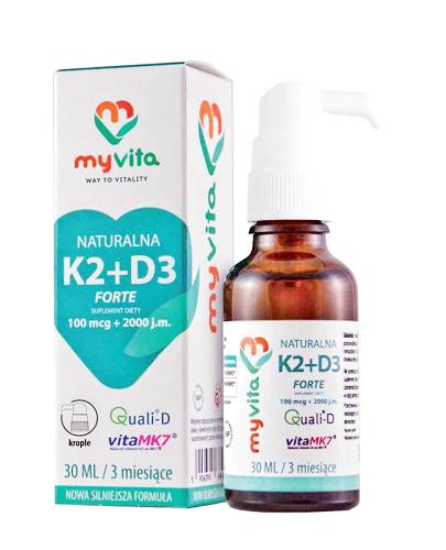  MYVITA Naturalna witamina K2 + D3 Forte 100 mcg + 2000 j.m. - 30 ml - cena, dawkowanie, opinie  - Apteka internetowa Melissa  