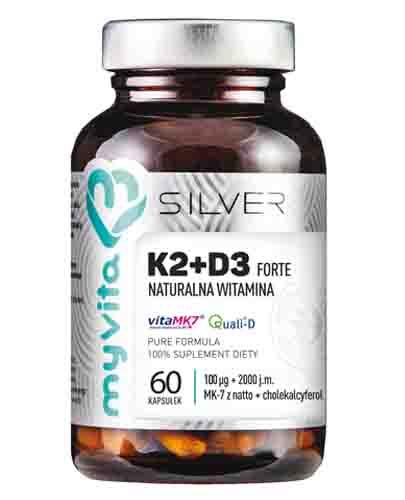 MYVITA SILVER Witamina K2+D3 Forte 100 mcg + 2000 j.m. - 60 kaps. - cena, dawkowanie, opinie - Apteka internetowa Melissa