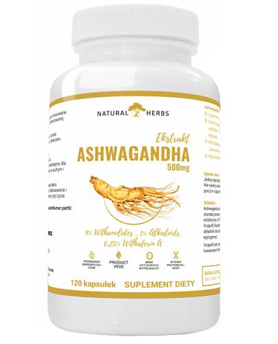 Natural Herbs Ashwagandha 500 mg - 120 kaps. - cena, opinie, wskazania - Apteka internetowa Melissa