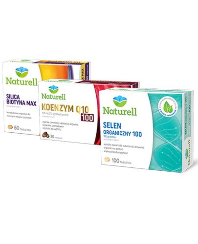 NATURELL KOENZYM Q10 100mg - 30 kaps.+ NATURELL SILICA BIOTYNA MAX - 60 tabl. + NATURELL SELEN ORGANICZNY 100mcg - 100 tabl.