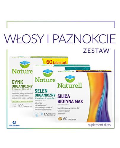 NATURELL SILICA BIOTYNA MAX, 60 tabl. + Naturell Cynk organiczny + C, 100 tabl. + NATURELL SELEN ORGANICZNY 100 mcg, 100 tabl., cena, opinie, stosowanie