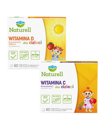 Naturell Witamina C dla dzieci, 60 tabl. + Naturell Witamina D dla dzieci 1000 j.m, 60 tabl.