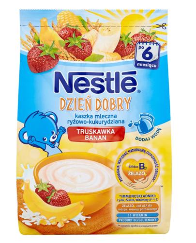  Nestle Dzień dobry Kaszka mleczna ryżowo-kukurydziana banan truskawka po 6. m-cu - 230 g - cena, opinie, właściwości - Apteka internetowa Melissa  