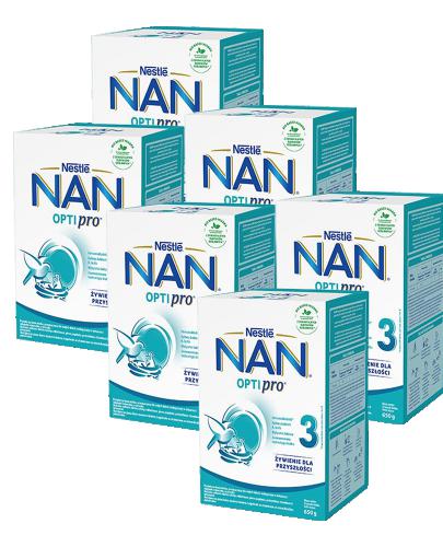  Nestle Nan Optipro 3 Mleko modyfikowane wzbogacone w witaminy i składniki mineralne dla dzieci po 1. roku życia, 6 x 650 g, cena, wskazania, opinie - Apteka internetowa Melissa  
