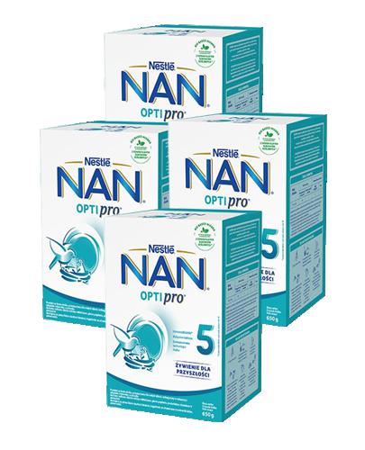 Nestle Nan Optipro 5 Mleko modyfikowane wzbogacone w witaminy i składniki mineralne dla dzieci po 2,5 roku życia, 4 x 650 g, cena, wskazania, własciwości - Apteka internetowa Melissa  