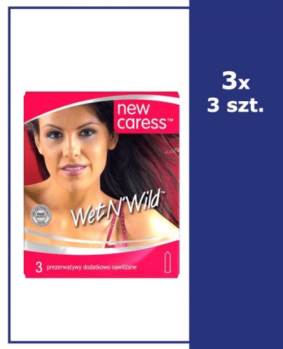 NEW CARESS WETN'WILD Prezerwatywy dodatkowo nawilżane - 3 x 3 szt.