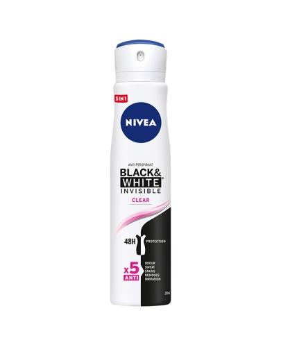  Nivea Black & White Invisible Clear Antyperspirant damski 48 h - 250 ml - cena, opinie, właściwości - Apteka internetowa Melissa  