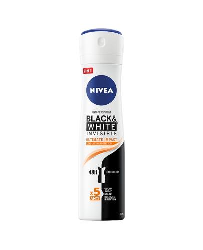 Nivea Black & White Invisible Ultimate Impact Antyperspirant 48h - 150 ml - cena, opinie, właściwości - Apteka internetowa Melissa