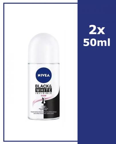  NIVEA BLACK&WHITE INVISIBLE CLEAR Antyperspirant w kulce 48h, 2 x 50 ml - Apteka internetowa Melissa  
