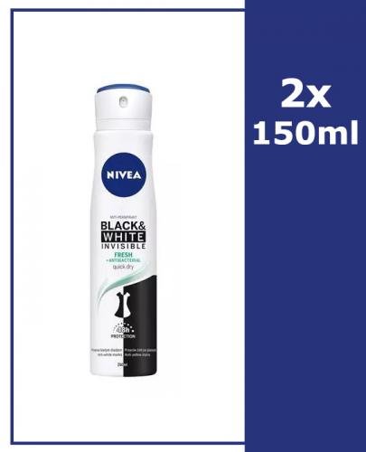  NIVEA BLACK&WHITE INVISIBLE FRESH Antyperspirant 48h - 2 x 150 ml - Apteka internetowa Melissa  