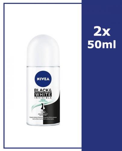  NIVEA BLACK&WHITE INVISIBLE FRESH Antyperspirant w kulce 48h - 2 x 50 ml - Apteka internetowa Melissa  