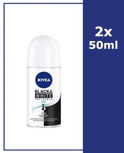  NIVEA BLACK&WHITE INVISIBLE PURE Antyperspirant w kulce 48h - 2 x 50 ml - Apteka internetowa Melissa  