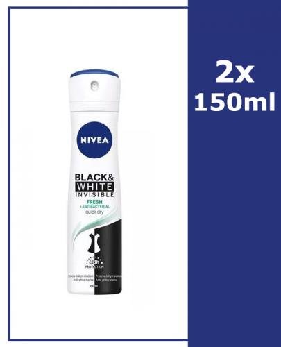  NIVEA INVISIBLE BLACK&WHITE FRESH Antyperspirant 48h - 2 x 150 ml - Apteka internetowa Melissa  