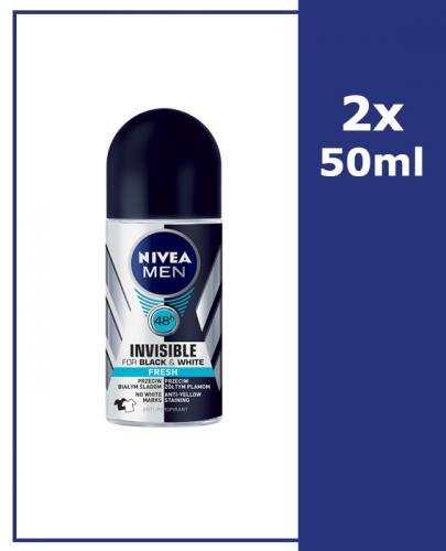  NIVEA MEN BLACK&WHITE INVISIBLE FRESH Antyperspirant w kulce 48h - 2 x 50 ml - Apteka internetowa Melissa  
