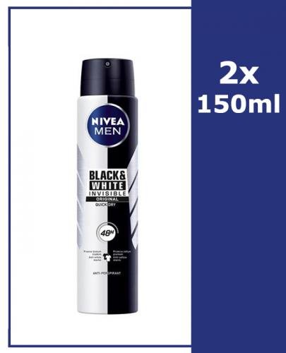  NIVEA MEN BLACK&WHITE INVISIBLE ORIGINAL Antyperspirant 48h - 2 x 150 ml - Apteka internetowa Melissa  