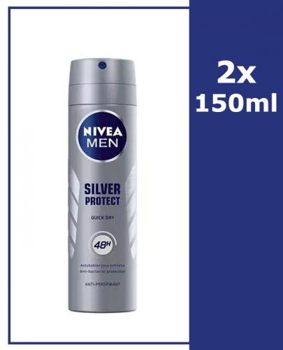  NIVEA MEN SILVER PROTECT Antyperspirant 48h, 2 x 150 ml - Apteka internetowa Melissa  