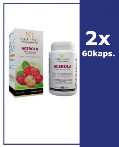 NOBLE HEALTH Acerola - 2 x 60 kaps. - naturalna witamina C, kwas l-askorbinowy  - Apteka internetowa Melissa  
