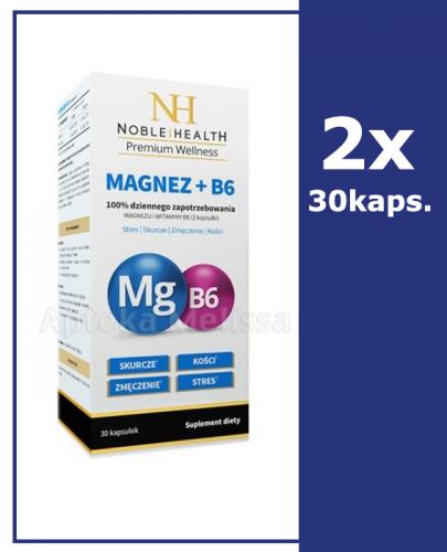  NOBLE HEALTH Magnez + B6 - 2 x 30 kaps. - na stres, skurcze, diglicynian magnezu  - Apteka internetowa Melissa  