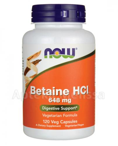  NOW FOODS Betaine HCI 648 mg - 120 kaps. - Apteka internetowa Melissa  