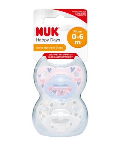  NUK Happy Days Smoczek silikonowy (0-6m) dla dziewczynki 730128 - 2 szt. - cena, opinie, wskazania - Apteka internetowa Melissa  