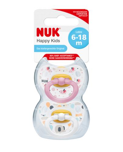  NUK Happy Kids Smoczek lateksowy (6-18m)  dla dziewczynki 733089 - 2 szt. - cena, opinie, właściwości - Apteka internetowa Melissa  