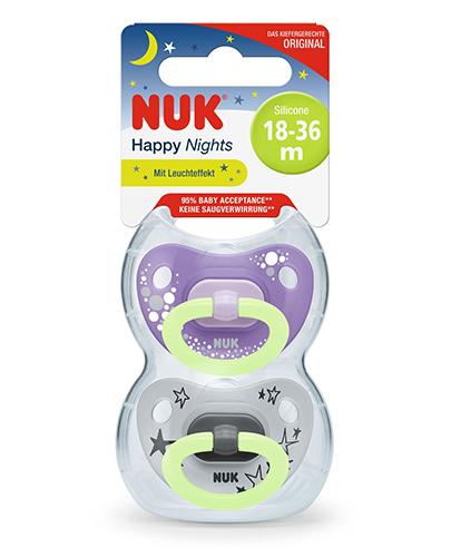  NUK Happy Nights smoczek uspokajający silikonowy świecący w ciemności (18-36m) 739606 - 2 szt. - cena, opinie, właściwości - Apteka internetowa Melissa  