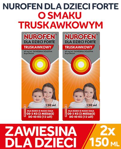 Nurofen dla dzieci Forte ibuprofen 200 mg 5 ml smak truskawkowy zawiesina, 2 x 150 ml