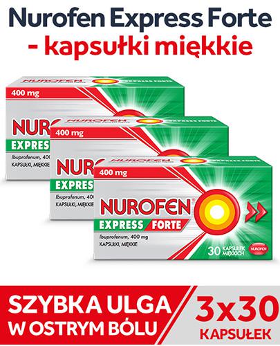  Nurofen Express Forte ibuprofen 400 mg na ból i gorączkę kapsułki, 3 x 30 kapsułek - Apteka internetowa Melissa  