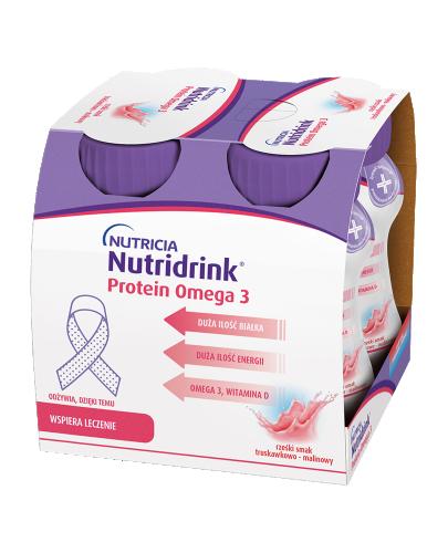 Nutridrink Protein Omega-3 rześki smak truskawkowo-malinowy, 4 x 125 ml, cena, opinie, stosowanie - Drogeria Melissa