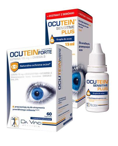  Ocutein Forte Luteina 15mg + Omega-3, 60 kapsułek + Ocutein Sensitive Plus Nawilżające Krople do oczu, 15 ml - Apteka internetowa Melissa  