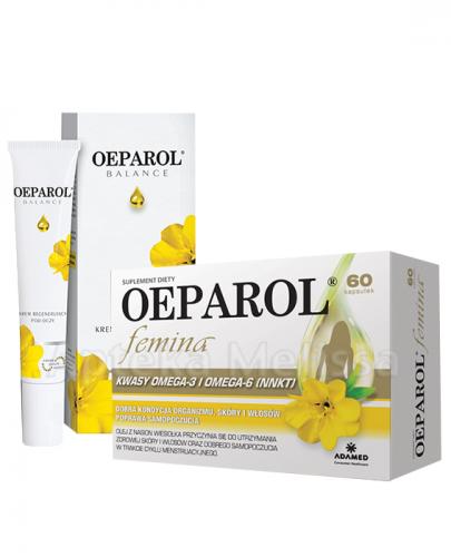  OEPAROL FEMINA - 60 kaps. + OEPAROL BALANCE Krem regenerujący pod oczy z olejem z nasion wiesiołka - 15 ml - Apteka internetowa Melissa  